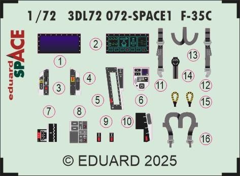 Eduard ED3DL72072 1:72 Lockheed-Martin F-35C Lightning II SPACE set