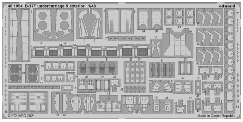 Eduard ED481054 1:48 Boeing B-17F Flying Fortress undercarriage & exterior