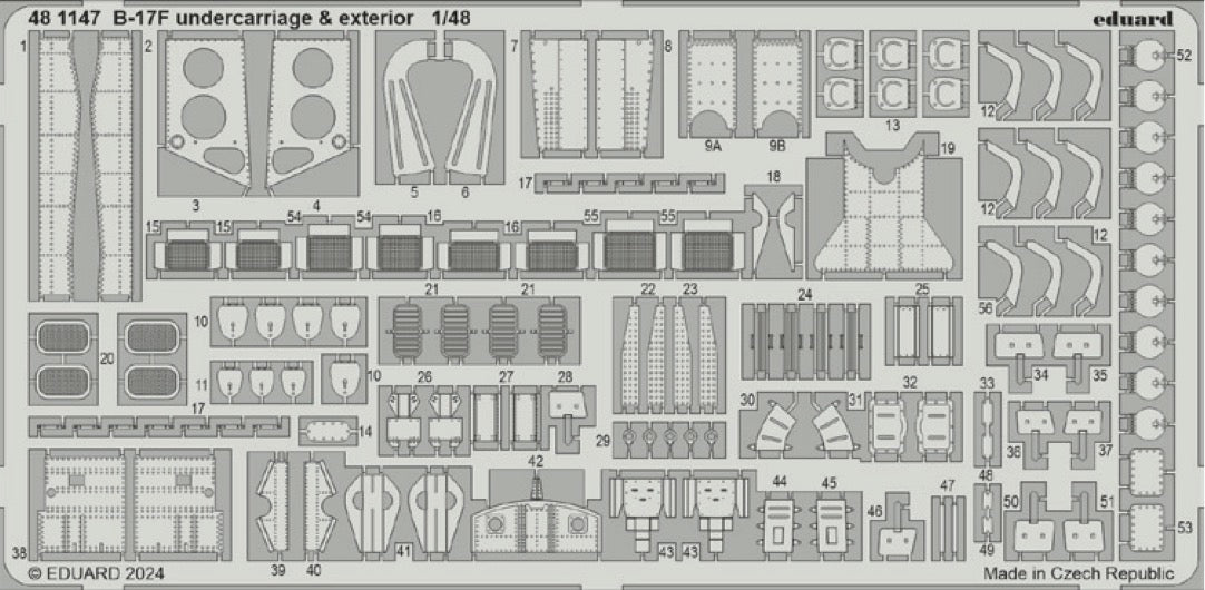 Eduard ED481147 Boeing B-17F Flying Fortress undercarriage & exterior 1:48