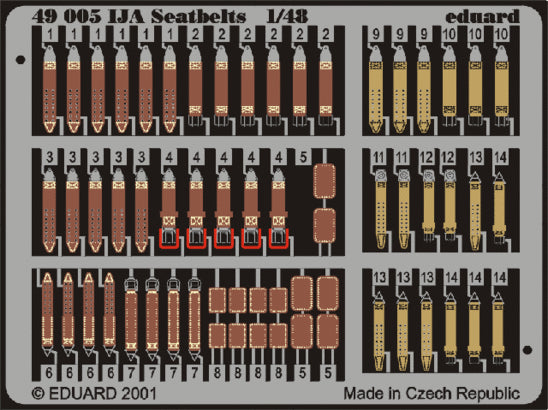 Eduard ED49005 1:48 Imperial Japanese Army/IJA seatbelts PRE-PAINTED IN COLOUR!