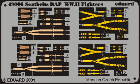 Eduard ED49006 1:48 RAF WWII seatbelts PRE-PAINTED IN COLOUR!