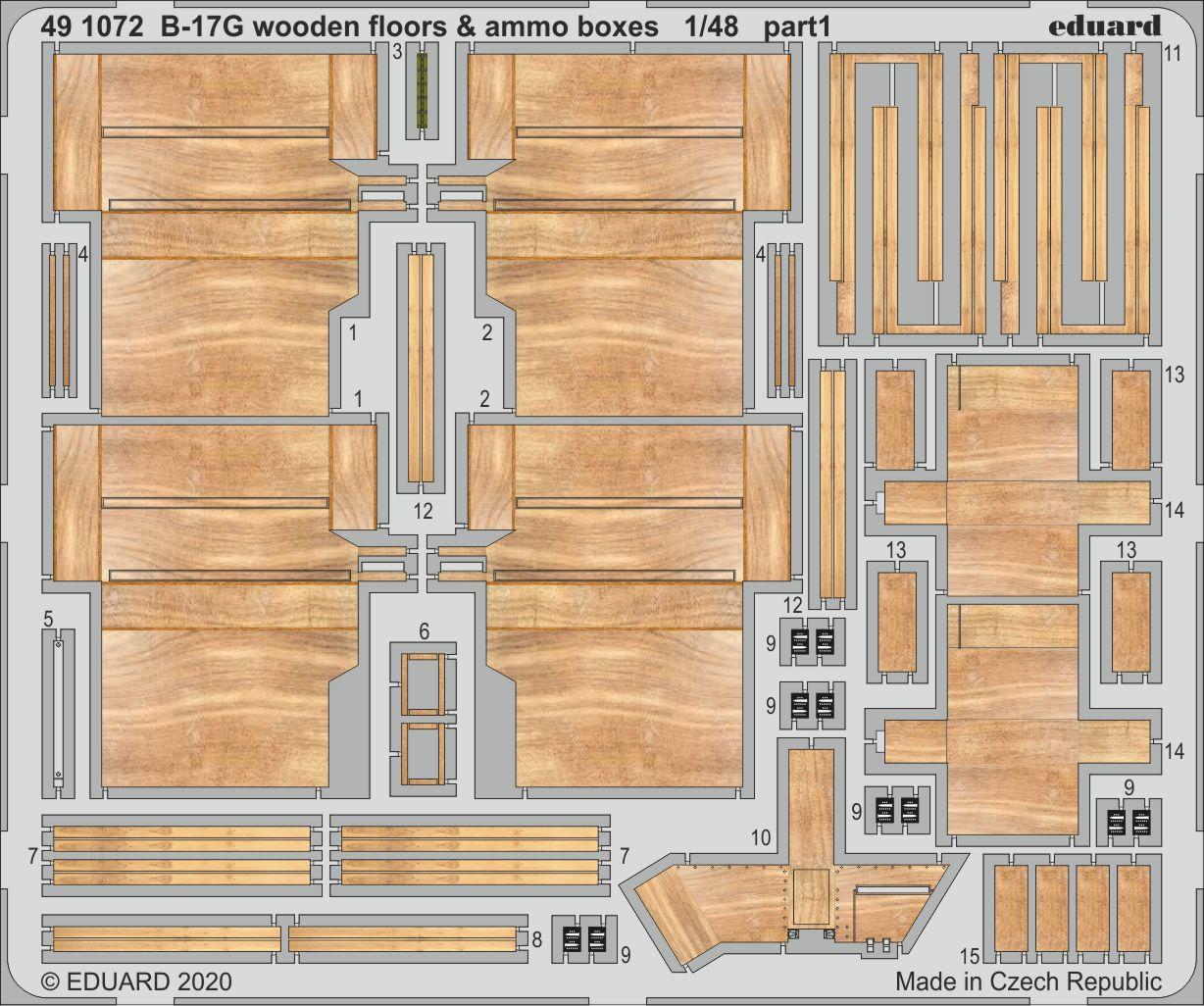 Eduard ED491072 1:48 Boeing B-17G wooden floors & ammo boxes