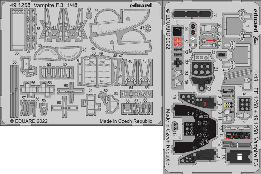 Eduard ED491258 1:48 de Havilland Vampire F.3