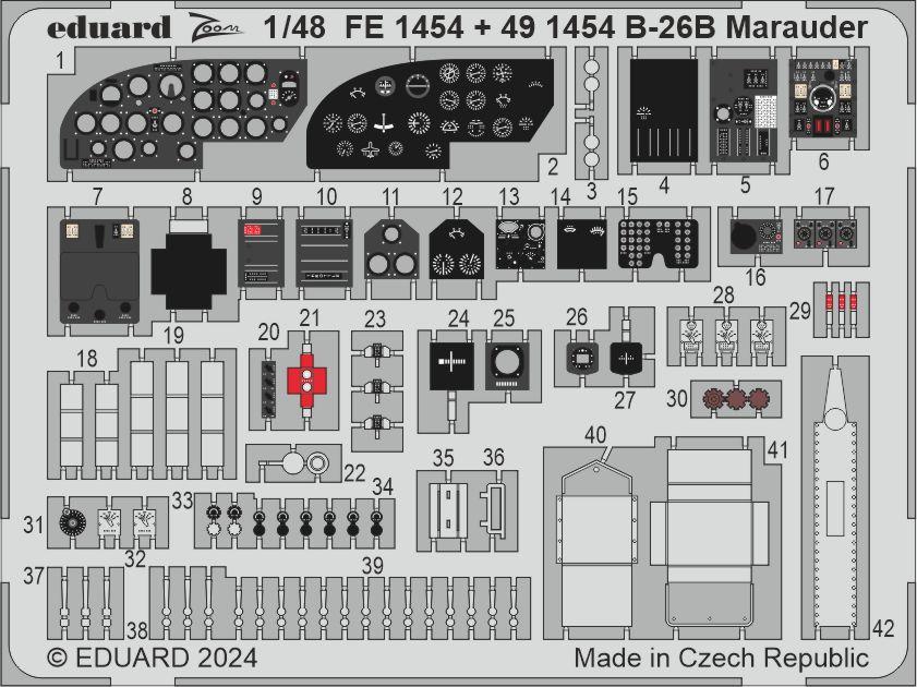 Eduard ED491454 Martin B-26B Marauder cockpit and nose interior 1:48
