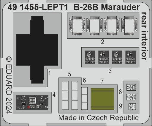 Eduard ED491455 Martin B-26B Marauder rear interior 1:48