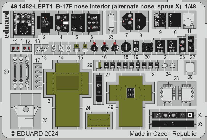 Eduard ED491462 1:48 Boeing B-17F Flying Fortress nose interior