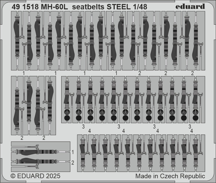 Eduard ED491518 Sikorsky MH-60L Black Hawk cargo seatbelts STEEL 1:48