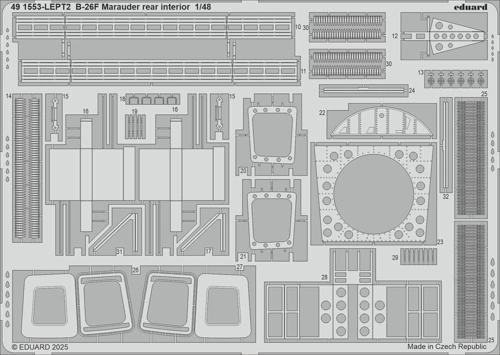 Eduard ED491553 Martin B-26F Marauder rear interior 1:48