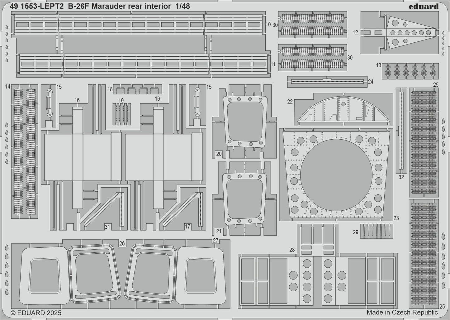 Eduard ED491553 Martin B-26F Marauder rear interior 1:48