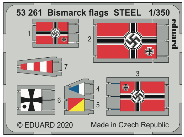 Eduard ED53261 1:350 Bismark/Bismarck German Battleship flags STEEL