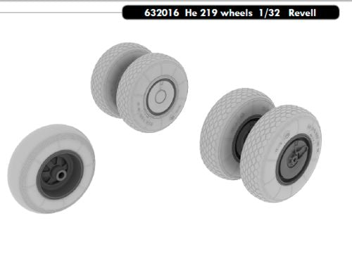 Eduard Brassin ED632016 1:32 Heinkel He-219A-7 'Uhu' wheels with Wtd tyre effect
