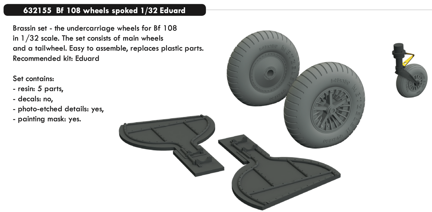 Eduard Brassin ED632155 1:32 Messerschmitt Bf-108 Taifun wheels spoked