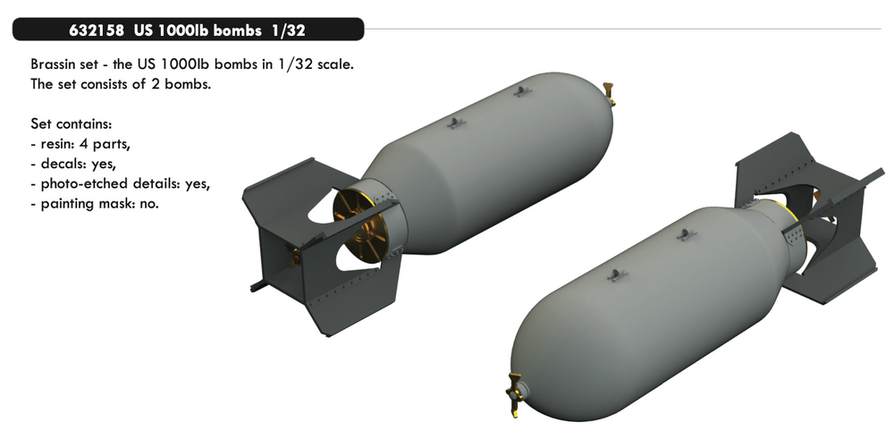 Eduard Brassin ED632158 1:32 US 1000lb bombs