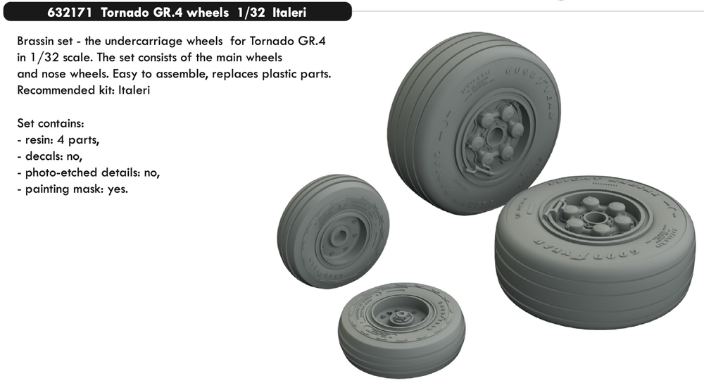 Eduard Brassin ED632171 1:32 Panavia Tornado GR.4 wheels with Wtd tyre effect
