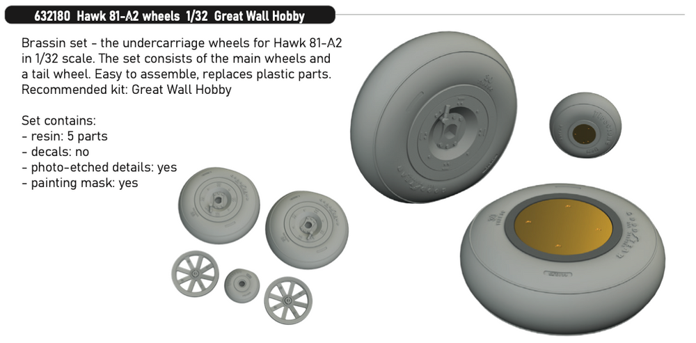 Eduard Brassin ED632180 1:32 Curtiss Hawk 81-A2 wheels