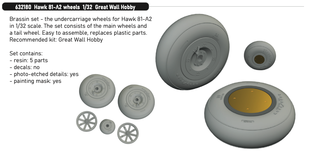Eduard Brassin ED632180 1:32 Curtiss Hawk 81-A2 wheels