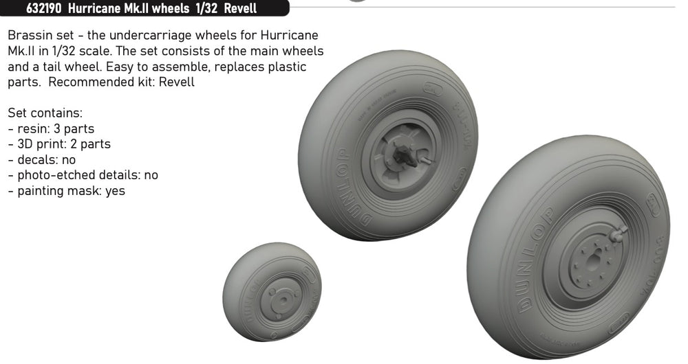 Eduard Brassin ED632190 1:32 Hawker Hurricane Mk.II wheels