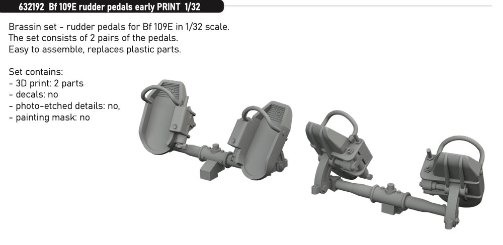 Eduard Brassin ED632192 1:32 Messerschmitt Bf-109E rudder pedals early