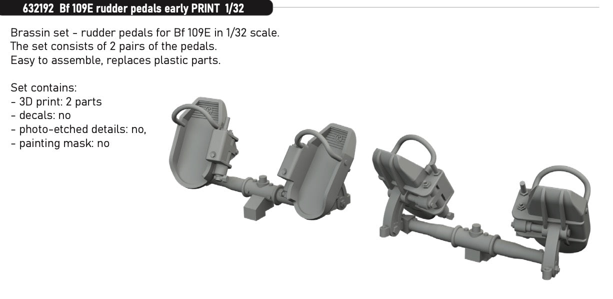 Eduard Brassin ED632192 1:32 Messerschmitt Bf-109E rudder pedals early