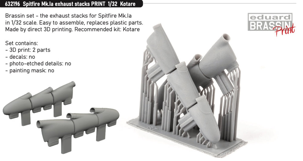 Eduard Brassin ED632196 1:32 Supermarine Spitfire Mk.Ia exhaust stacks