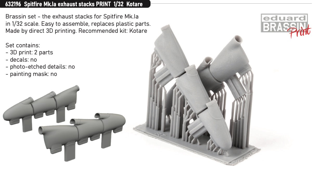 Eduard Brassin ED632196 1:32 Supermarine Spitfire Mk.Ia exhaust stacks