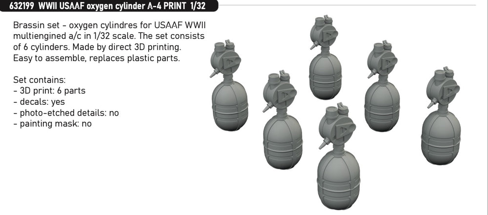 Eduard Brassin ED632199 1:32 WWII USAAF oxygen cylinder A-4