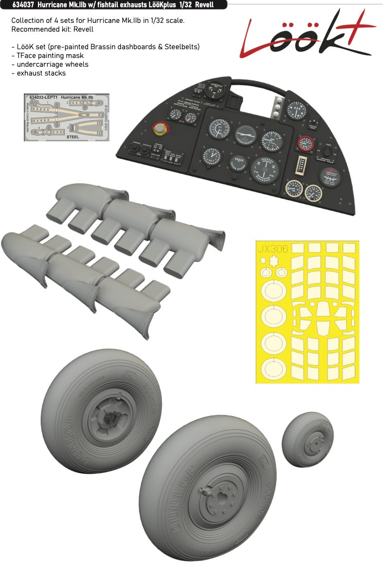 Eduard Brassin ED634037 1:32 Hawker Hurricane Mk.IIb fishtail exhausts LooK plus