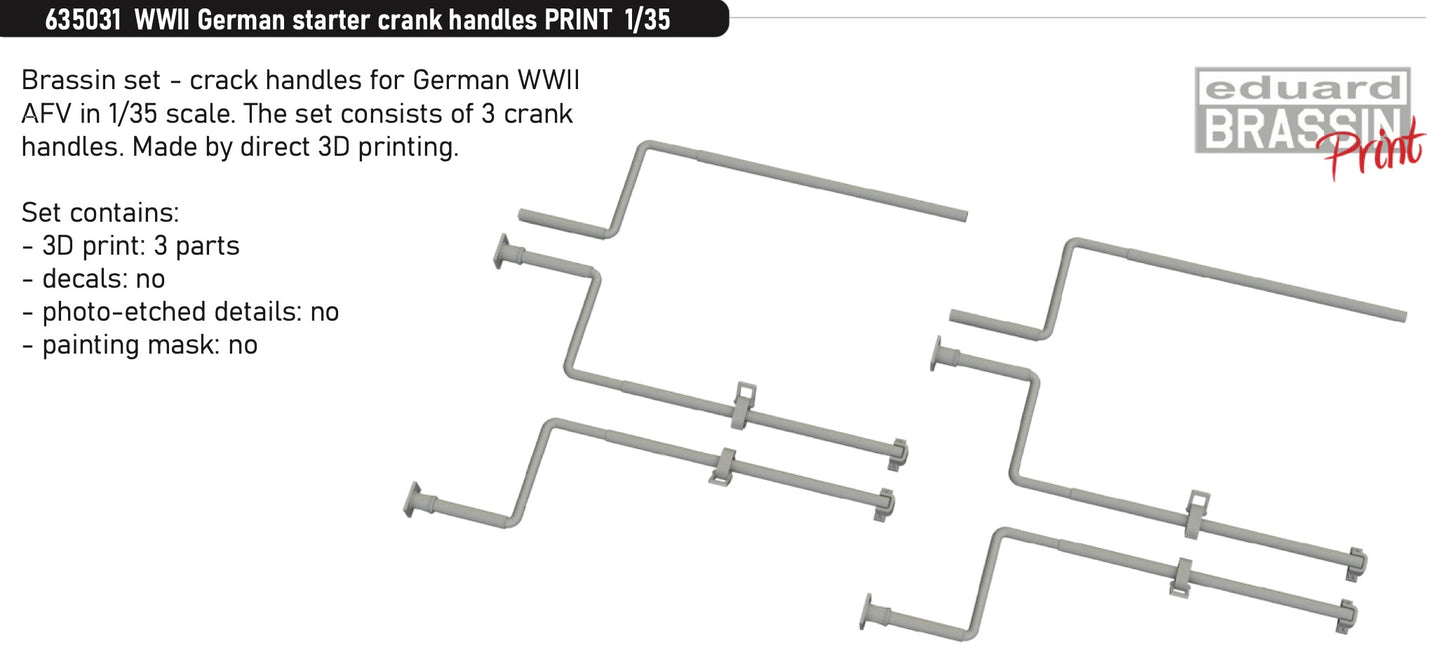 Eduard Brassin ED635031 1:35 WWII German starter crank handles