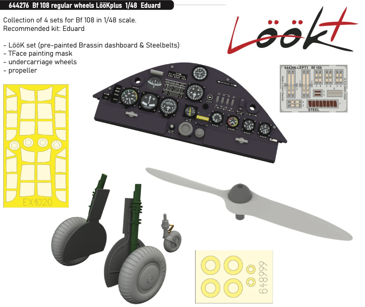 Eduard Brassin ED644276 Messerschmitt Bf-108 regular wheels LooKplus series 1:48