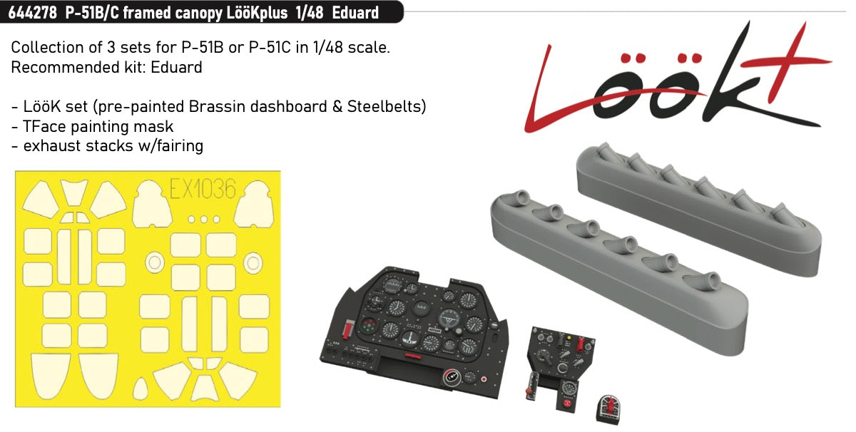 Eduard Brassin ED644278 P-51B/C Framed Canopy LooKplus 1:48