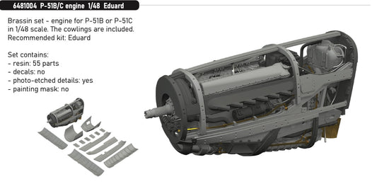 Eduard Brassin ED6481004 North-American P-51B/P-51C Mustang engine 1:48