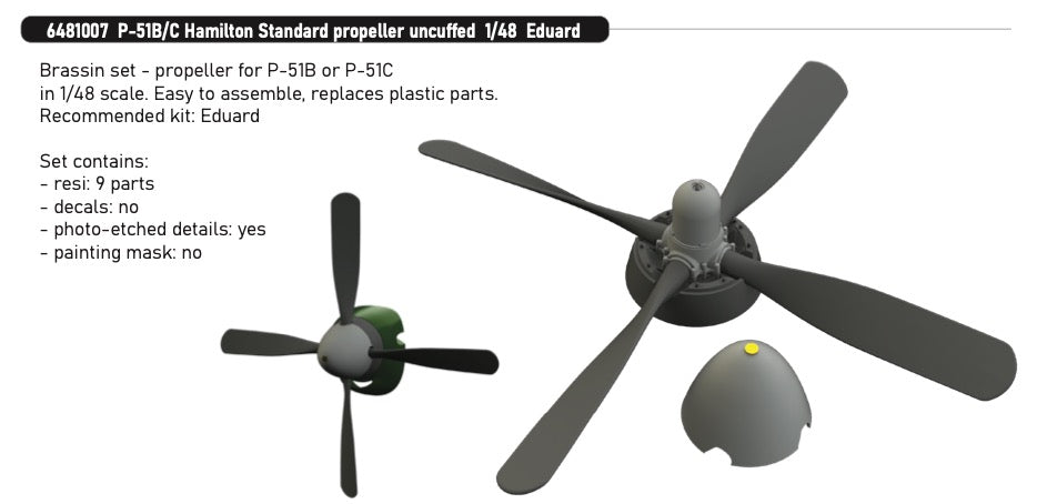 Eduard Brassin ED6481007 1:48 P-51 Hamilton Propeller Uncuffed
