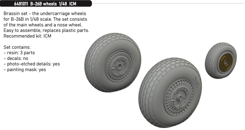 Eduard Brassin ED6481011 Martin B-26B Marauder wheels 1:48