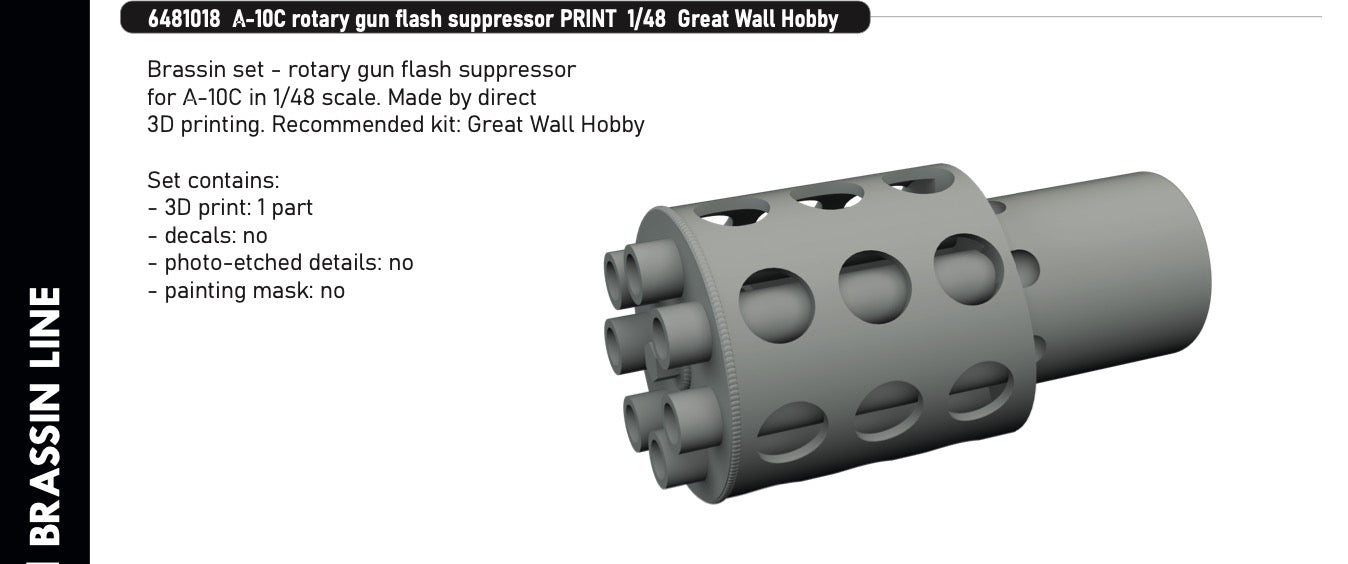 Eduard Brassin ED6481018 1:48 A-10C Rotary Gun Flash Suppressor