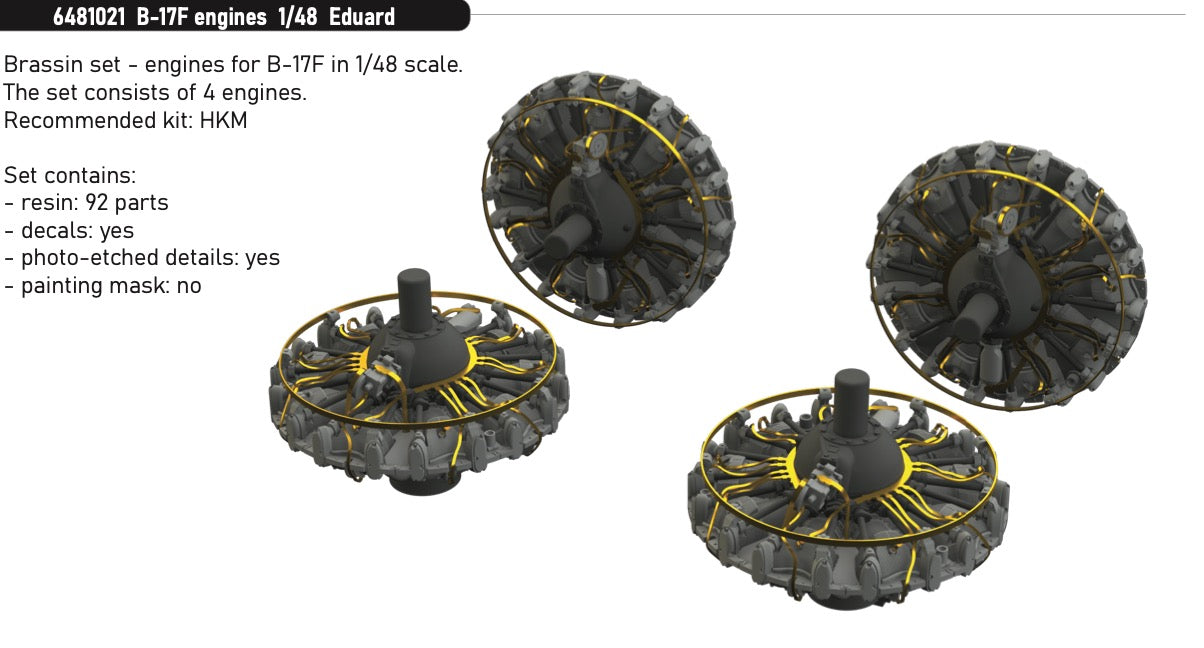 Eduard Brassin ED6481021 Boeing B-17F Flying Fortress engines 1:48
