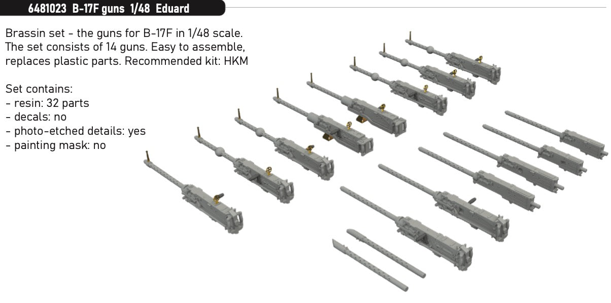 Eduard Brassin ED6481023 Boeing B-17F Flying Fortress guns 1:48