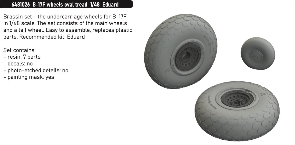 Eduard Brassin ED6481026 1:48 B-17F Flying Fortress Oval Tread Weighted Wheels