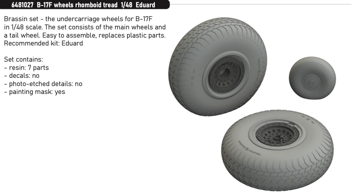 Eduard Brassin ED6481027 1:48 B-17F Flying Fortress Rhomboid Tread Wheels