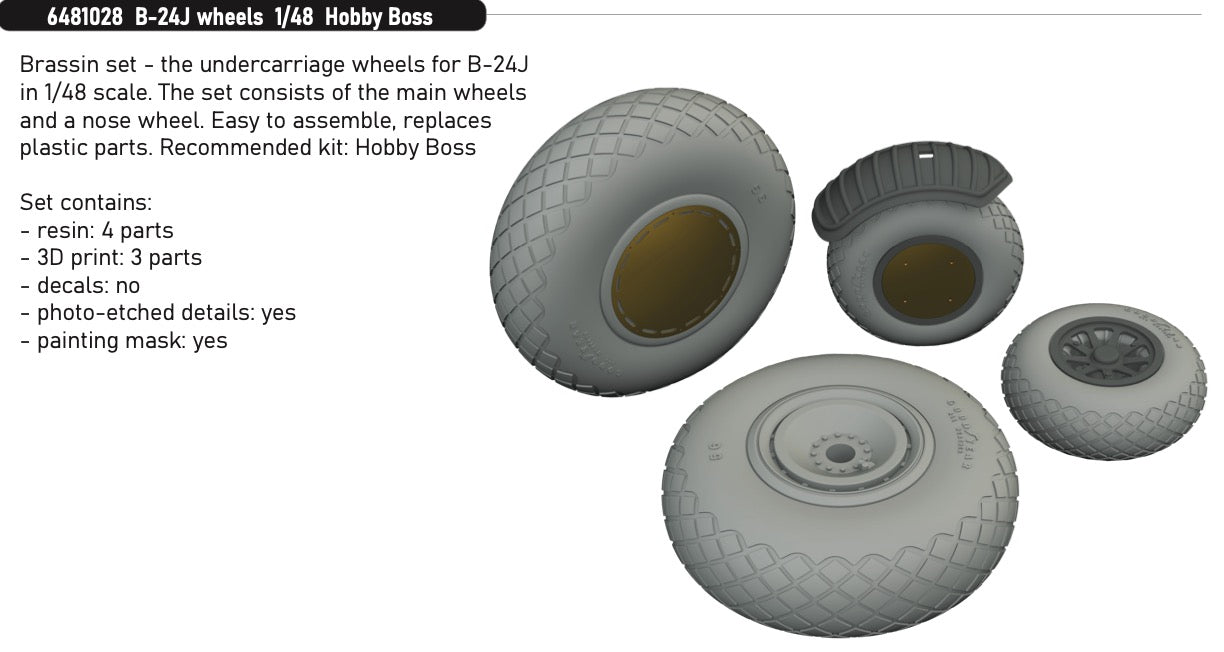 Eduard Brassin ED6481028 Consolidated B-24J Liberator wheels 1:48