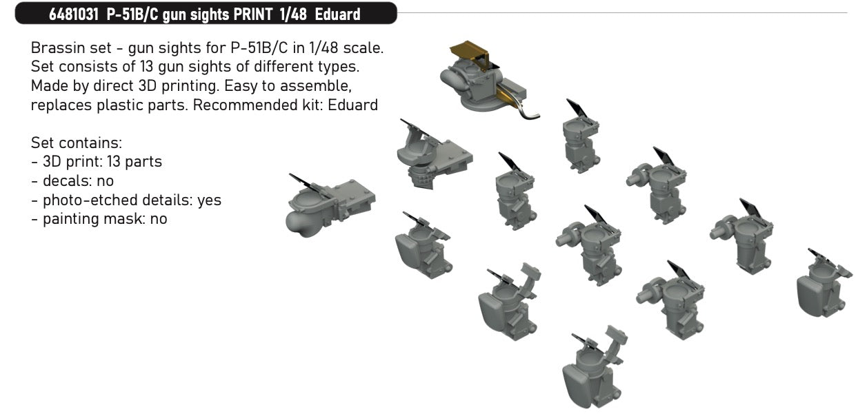 Eduard Brassin ED6481031 1:48 North-American P-51B/C gun sights