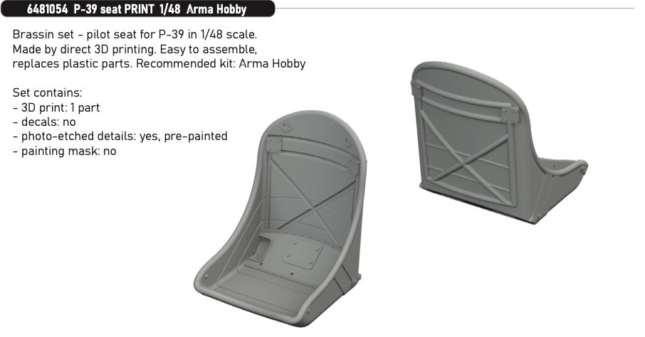 Eduard Brassin ED6481054 1:48 Bell P-39 Airacobra seat