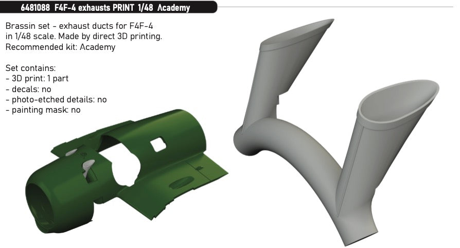 Eduard Brassin ED6481088 Grumman F4F-4 Wildcat exhausts 3D-Printed 1:48