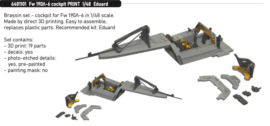 Eduard Brassin ED6481101 1:48 Focke-Wulf Fw-190A-6 cockpit 3D-Printed