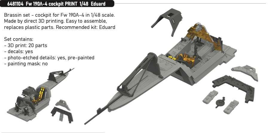 Eduard Brassin ED6481104 Focke-Wulf Fw-190A-4 cockpit 3D-Printed 1:48