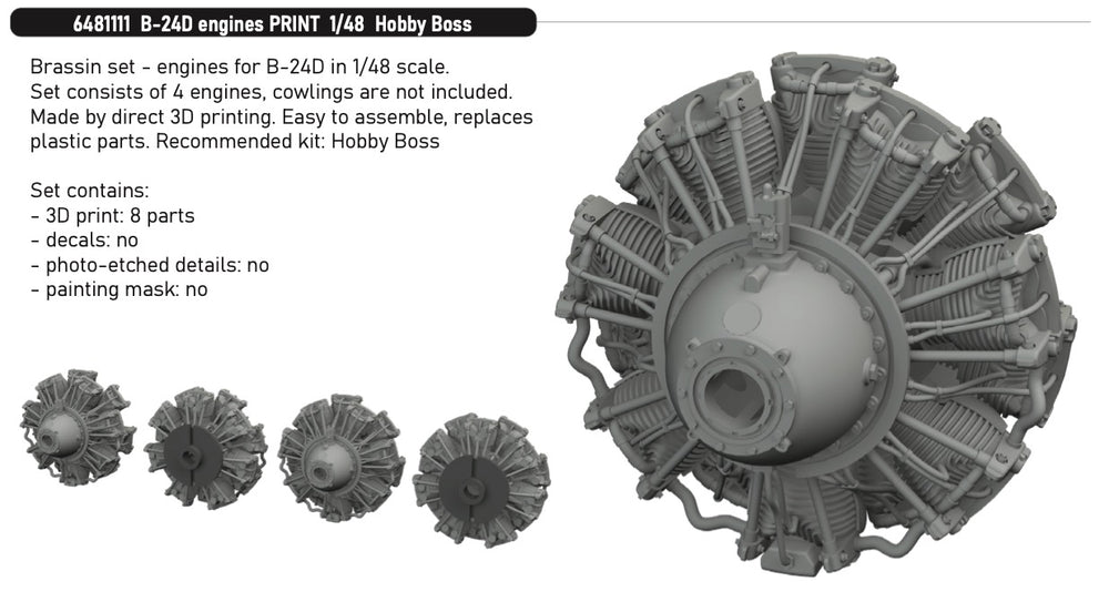 Eduard Brassin ED6481111 Consolidated B-24D Liberator engines 3D-Printed 1:48