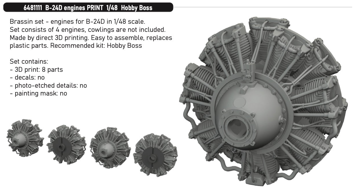 Eduard Brassin ED6481111 Consolidated B-24D Liberator engines 3D-Printed 1:48