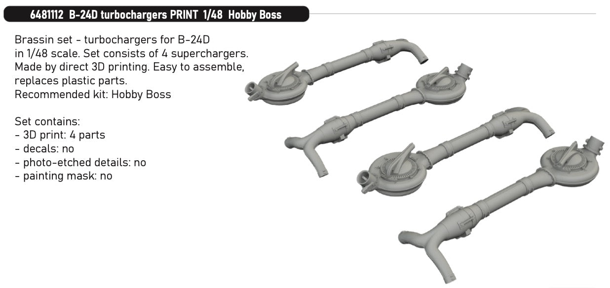 Eduard Brassin ED6481112 B-24D Liberator Turbochargers 3D-Print 1:48
