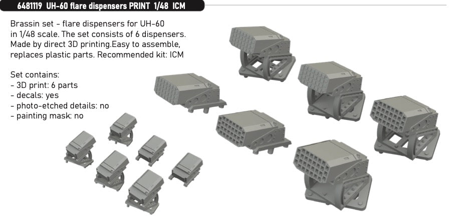 Eduard Brassin ED6481119 Sikorsky UH-60 flare dispensers 3D-Printed 1:48