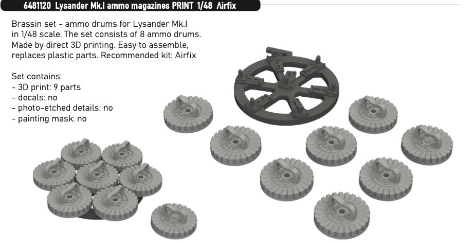 Eduard Brassin ED6481120 Westland Lysander Mk.I ammo magazines 3D-Printed 1:48