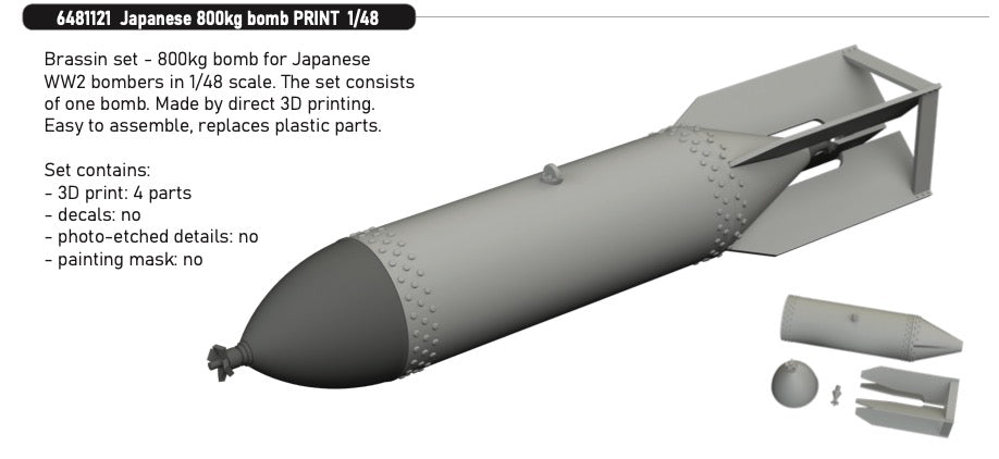 Eduard Brassin ED6481121 Japanese 800kg bomb 3D-Printed 1:48